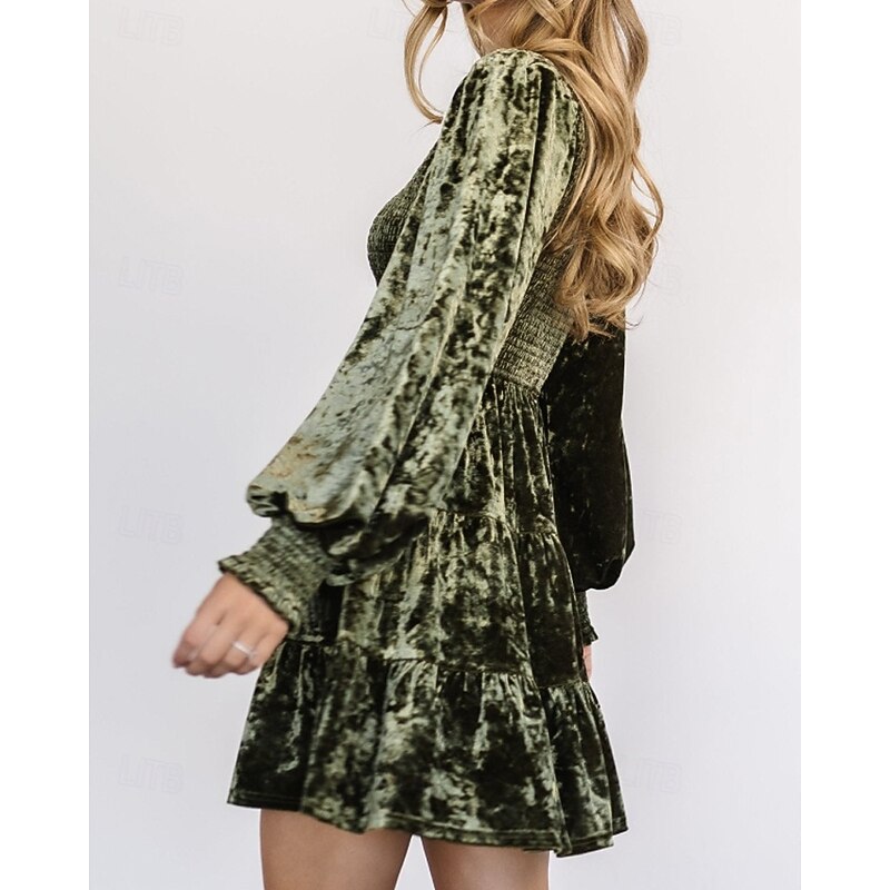 Women's Mini Dress Velvet Dress Cocktail Dress Peplum Dresses Elegant Fashion Modern Party Evening Party Date Regular Fit Plain Long Sleeve Crew Neck Black Wine Army Green Brown Fall Winter Autumn4
