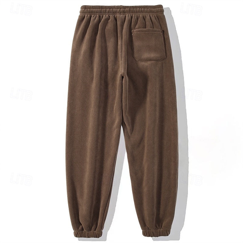 Men's Sweatpants Fleece Pants Joggers Trousers Winter Pants Drawstring Pocket Elastic Waist Plain Comfort Warm Sports Outdoor Daily Fashion Casual Black Khaki Micro-elastic3
