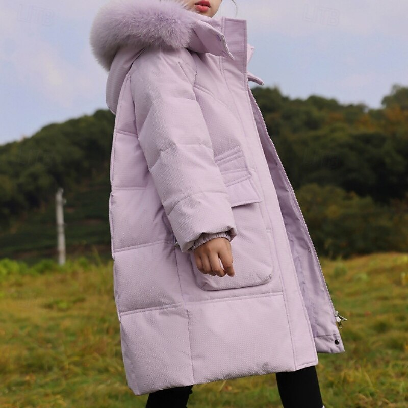Kids Girls' Down Coat Solid Color Active Gifts Coat Outerwear 4-12
