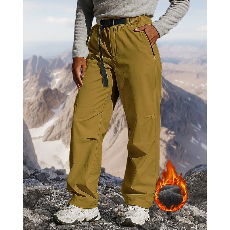 Men's Cargo Pants Hiking Pants Trousers Hiking Trousers Fleece Pants Winter Outdoor Regular Fit Thermal Warm Fleece Lining Waterproof Windproof Pants / Trousers Elastic Waist Dark Grey Black Camping4