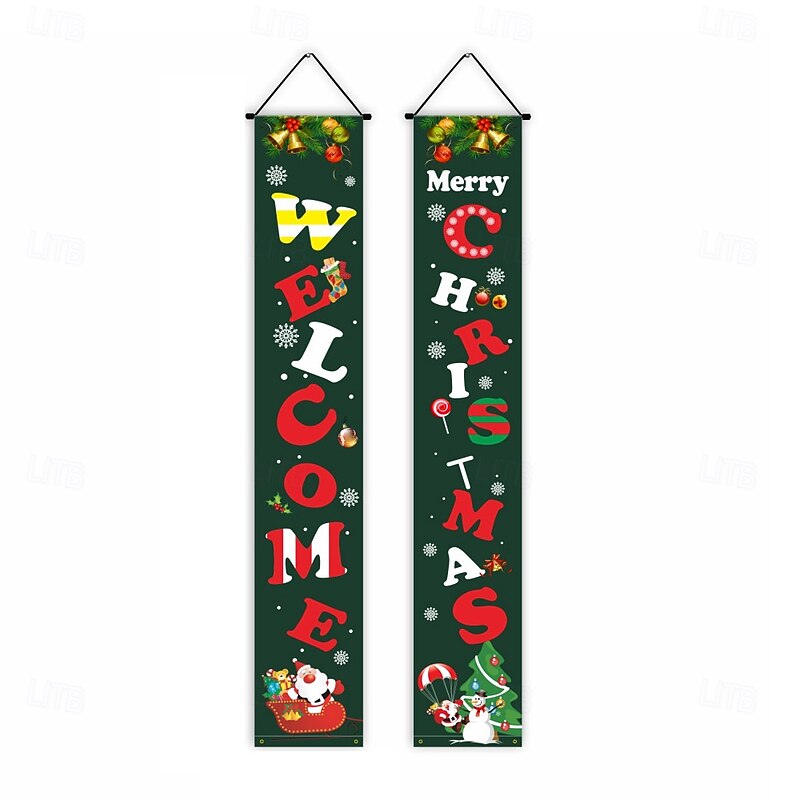 Christmas Door Banner Decorations, New Themed Hanging Door Couplets, Holiday Party Decor Door Curtain for Home Indoor Outdoor4