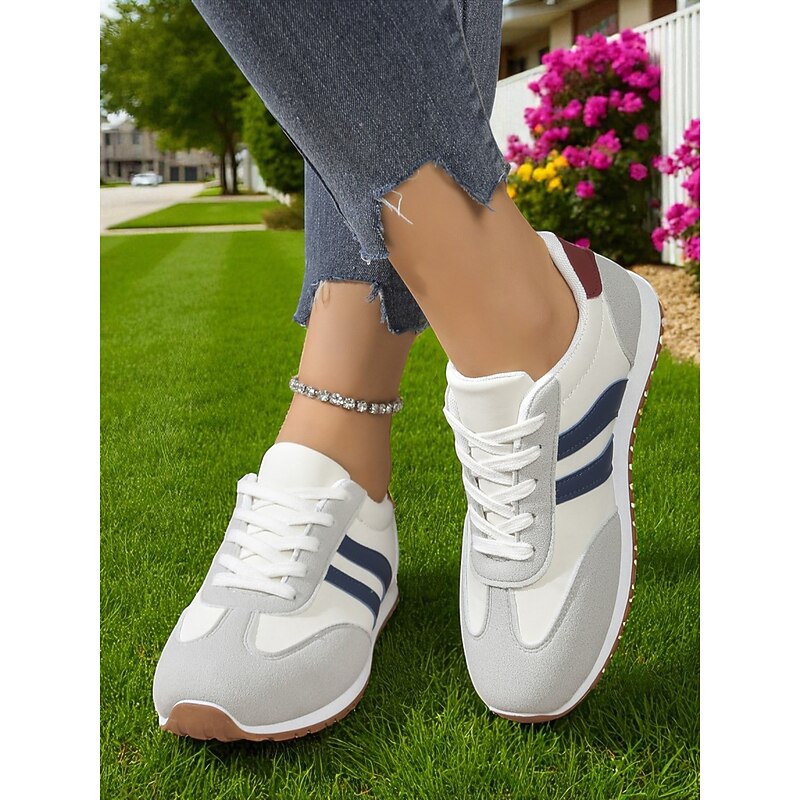 Women's Burgundy Casual Sneakers with Faux Suede Panels, Lace-Up Walking Shoes for Everyday Wear4