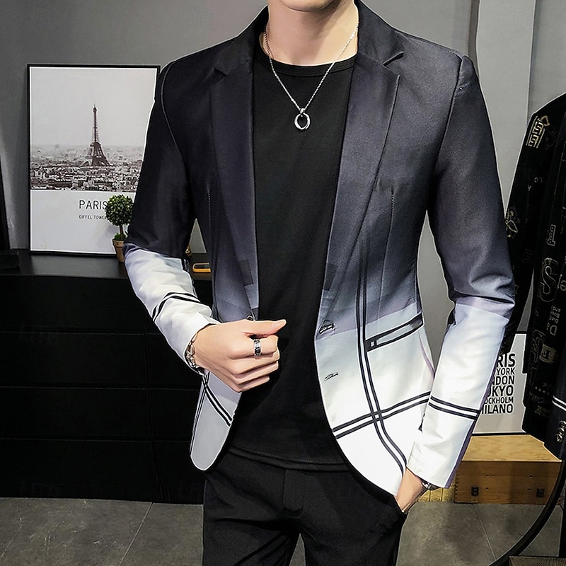 Men's Floral Plaid / Check Long Sleeve Turndown Fashion Streetwear Business Work Wear to work Going out Buttons Print4