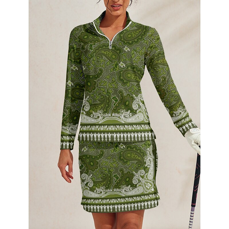 Women's Golf Polo Shirt Green Long Sleeve Top Ladies Golf Attire Clothes Outfits Wear Apparel4