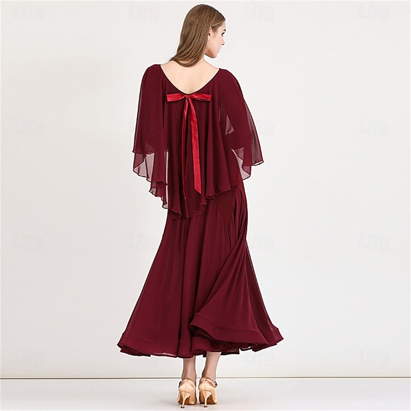 Ballroom Dance Dress Women's Performance Training Long Sleeve Modern Waltz Dance Costumes2