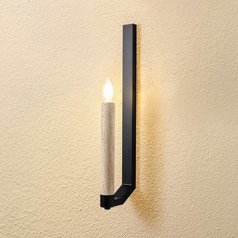 Modern 21.6" Natural Marble Alabaster Linear Wall Sconce, Minimalist Black Art Deco LED Wall Lamp for Living Room, Bedroom, Hallway, Dining Room, Stairs2
