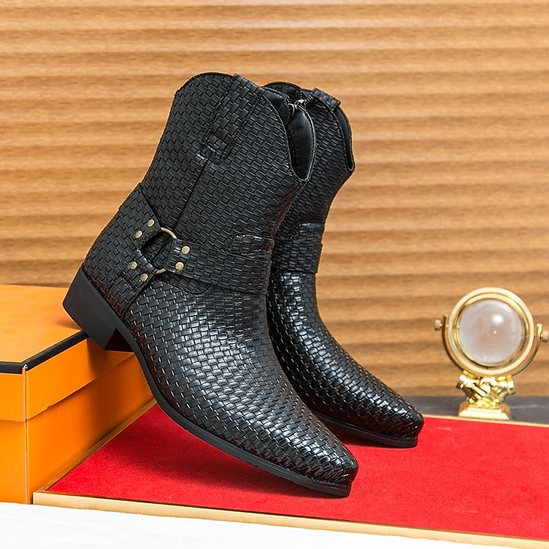Men's Black Crocodile Patterned Boots – Edgy and Fashionable Design, Ideal for Rock and Roll Events and Night Out Fashion2