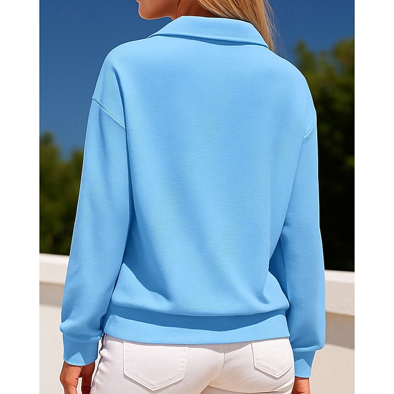 Women's Zip Up Sweatshirt Pullover Sweatshirt Long Sleeve Top Athleisure Fall Solid Colored Outdoor Travel Sports Sportswear Activewear Black White Pink2