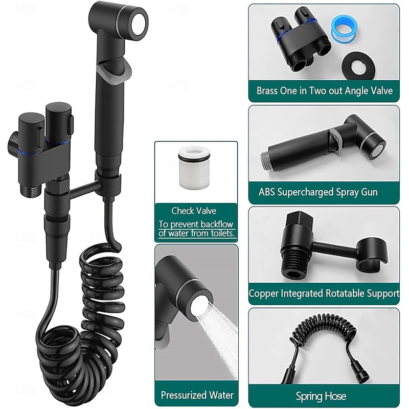 Handheld Bidet Sprayer for Toilet,1-In-2-Out Dual Control Valve,Mini Toilet Faucet Sprayer Kit Butt Washer,Hand Shower Bidet Attachment for Washing Machine and Toilet2