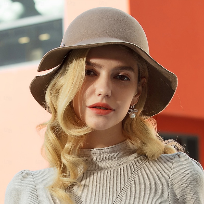 Hats 100% Wool Bucket Hat Fedora Hat Wedding Elegant Wedding With Rhinestone Butterfly Headpiece Headwear4