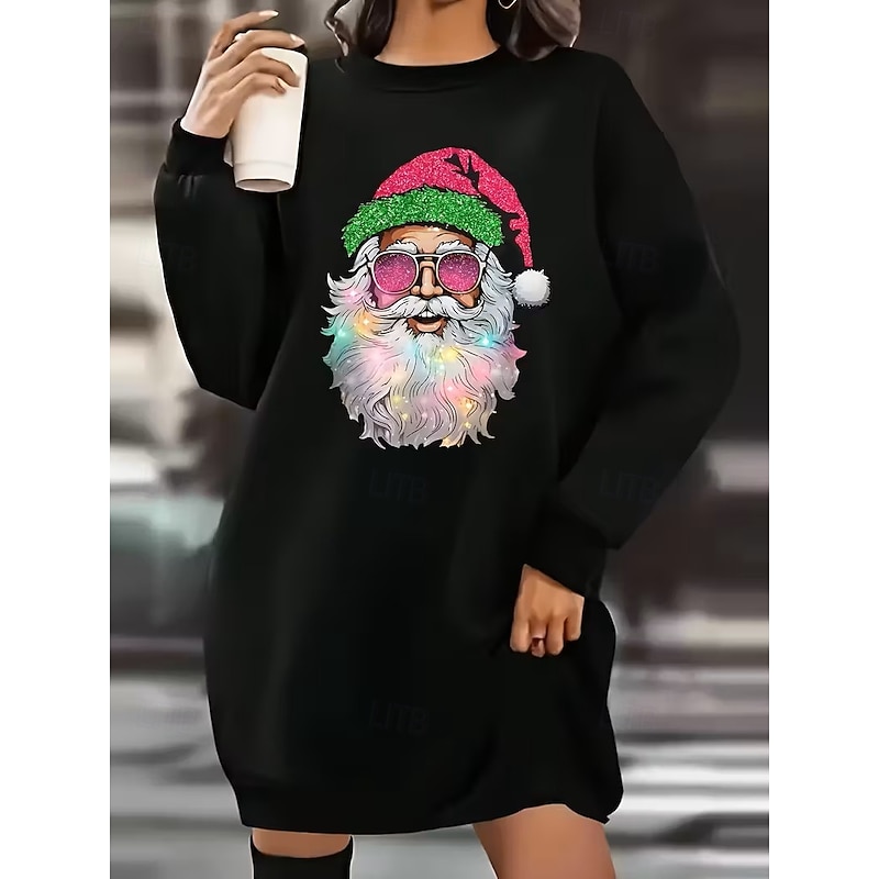 Women's Black Red khaki Fall Winter Mini Dress Shift Dress Athletic Dress Vacation Casual Outdoor Vacation Home Loose Fit Geometric Plaid Color Block Crew Neck