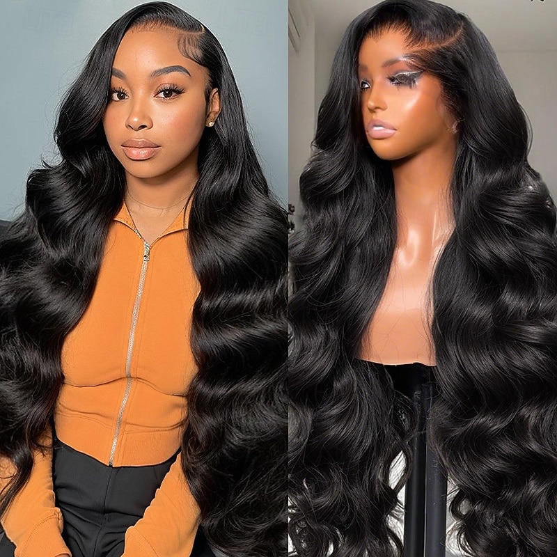 Natural Color 13 x 4 Front Lace Wig Cut Lace With Bleached Knots Body Wave Human Hair Wig 180% Density