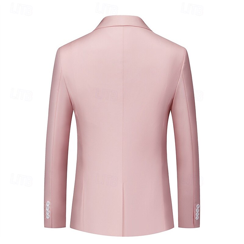 Men's Blazer Business Cocktail Party Wedding Party Fashion Casual Spring Fall Polyester Plain Pocket Buttons Comfortable Single Breasted Blazer Black White Yellow Pink2