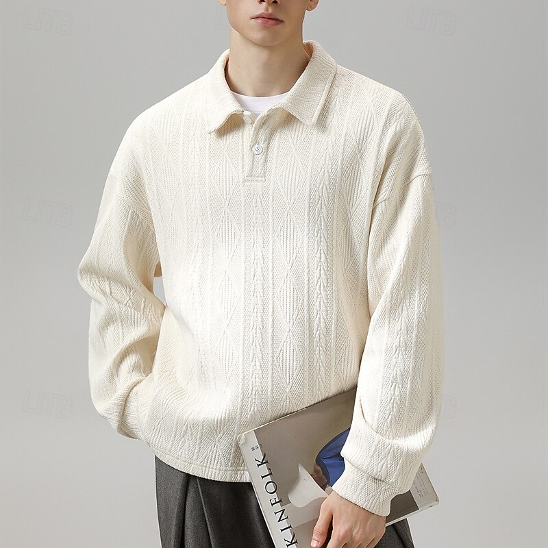 Men's Sweatshirt Black Beige Lapel Plain Jacquard Sports & Outdoor Daily Holiday Polyester Streetwear Basic Casual Spring Fall Clothing Apparel Hoodies Sweatshirts4