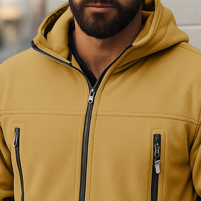 Men's Hoodie Full Zip Hoodie Fleece Hoodie Black Yellow Army Green Navy Blue Hooded Plain Zipper Pocket Sports & Outdoor Daily Holiday non-printing Streetwear Cool Casual Fall Winter Clothing Apparel3