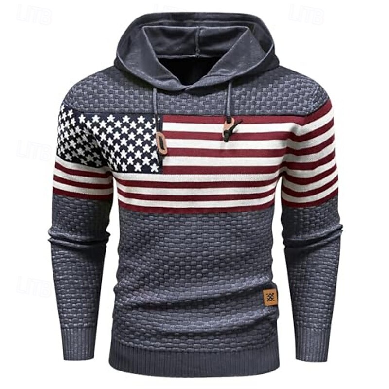 Men's Hoodie Black Army Green Red Blue Khaki Hooded Jacquard National Flag Drawstring Print Sports & Outdoor Daily Holiday Polyester Streetwear Basic Casual Spring Fall Clothing Apparel Hoodies4