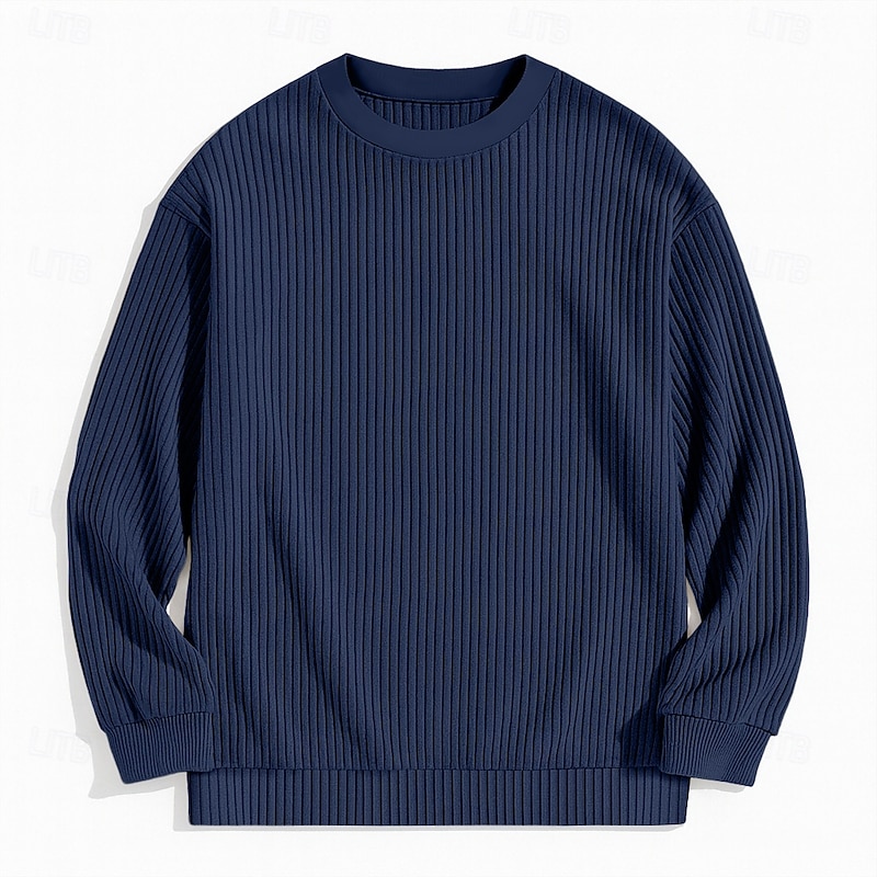 Men's Sweatshirt Corduroy Pullover Hoodie Sweatshirt Pullover Apricot Pink Red Navy Blue Green Crew Neck Plain Textured Sports & Outdoor Casual Daily Streetwear Cool Sportswear Spring &  Fall2