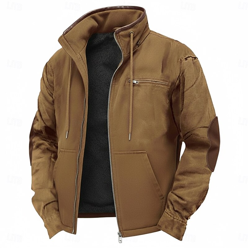 Men's Fleece Sweatshirt Full Zip Sweatshirt Navy Blue Brown Green Dark Gray Standing Collar Plain Patchwork Color Block Sports & Outdoor Casual Daily Streetwear Cool Sportswear Winter Clothing Apparel2