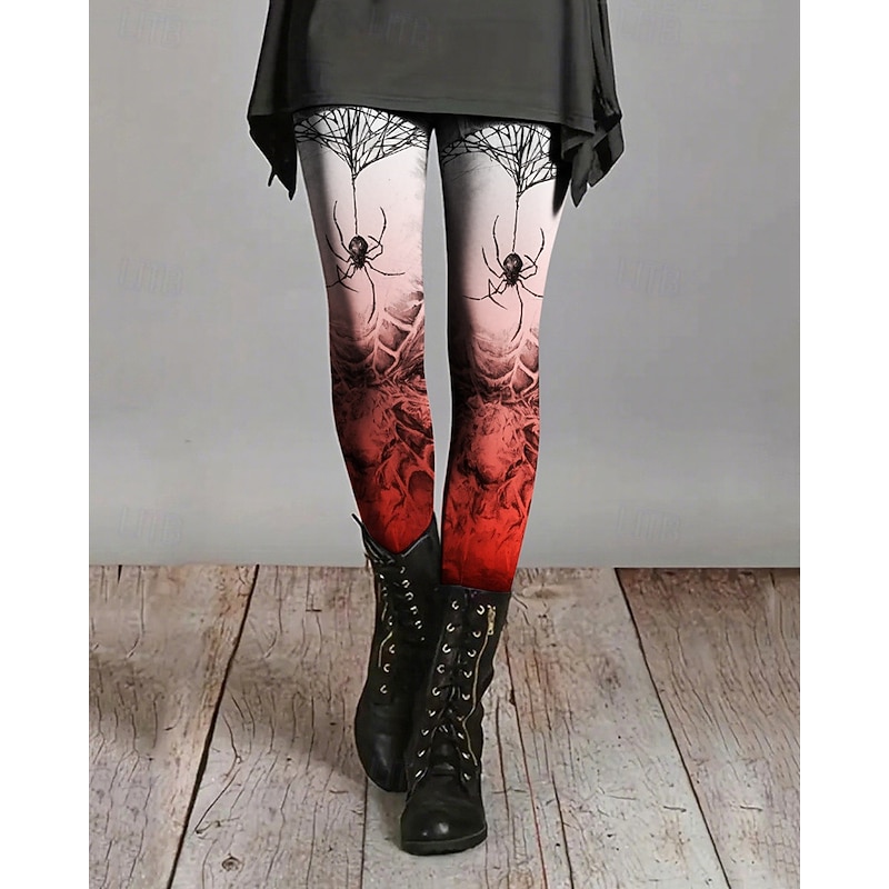 Women's Leggings Cozy Leggings Vacation Basic Casual Ankle-Length High WaistPantsHalloween Graphic Printing Thermal Warm Comfortable Stretchy Vacation Casual Daily Red Fall Winter Slim Fit