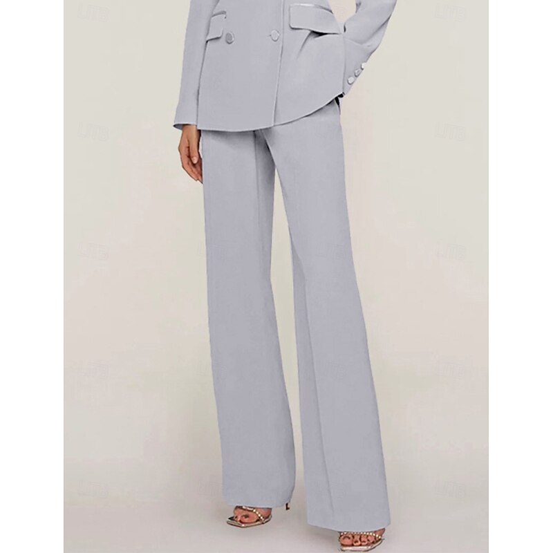 Women's Suit Pant Straight Fit Formal Wedding Guest Formal Evening Stretch Chiffon Elegant Ankle Length Pant