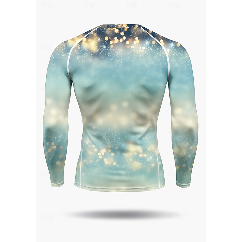 Christmas Men's Compression Shirt Workout Shirt Running Shirt Long Sleeve Base Layer Quick Dry Compression Power Flex Moisture Wicking Gym Workout Active Training Exercise Sportswear Activewear Sky2