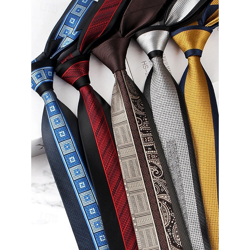 Men's Polyester Necktie with Classic Pattern, Slim Formal Tie in Multiple Colors, Christmas Gift Accessory for Wedding, Business and Holiday Parties3