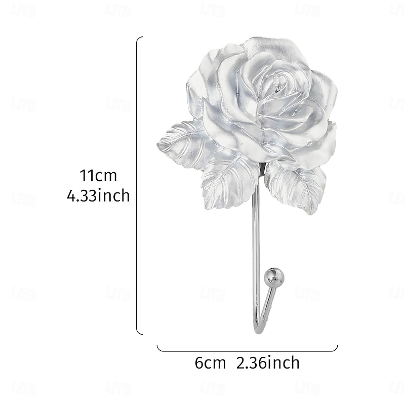 1PC Resin-painted Rose Decorative Single Hook Resin Material Hand-painted Three-dimensional Flower Decorative Iron Hook Suitable for Kitchen Bedroom Bathroom Key and Other Item Storage4