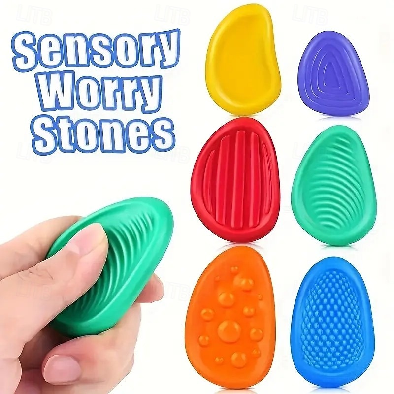 6PCS Soft Relaxation Stones – Sensory Stress Relief Toys for Teens, Perfect for Halloween, Christmas, Winter, and New Year Gifts