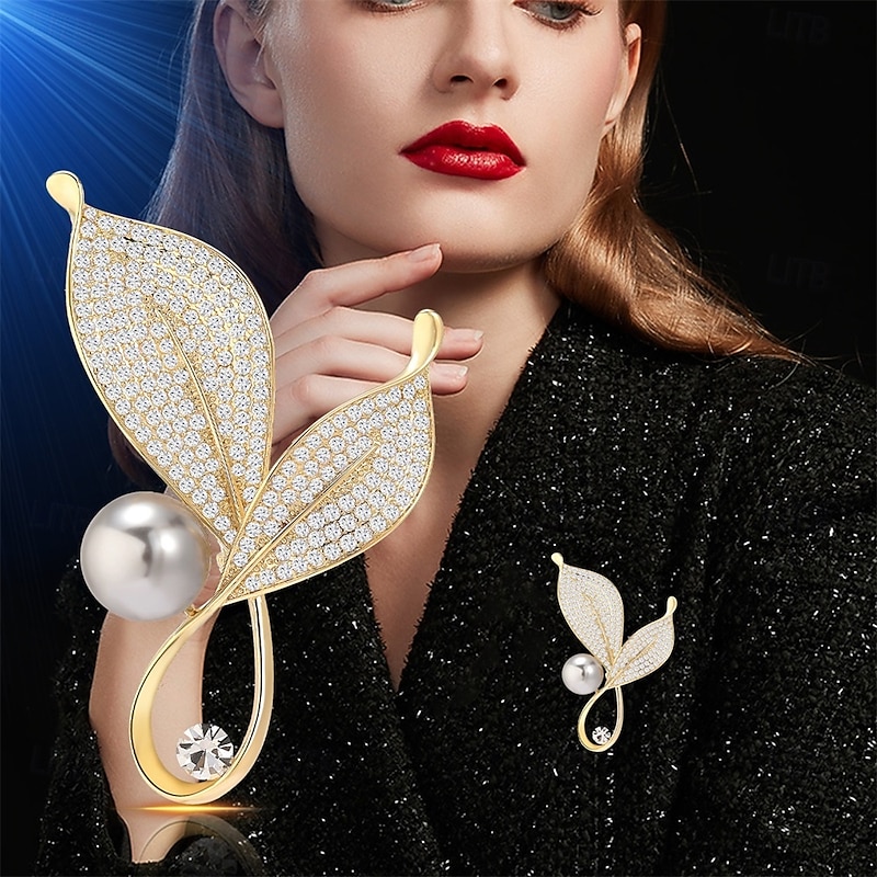 Brooches Classic Retro Geometrical Leaf Elegant Fashion Cute Brooch Jewelry Gold For Wedding Party Gift Engagement Prom Festival3