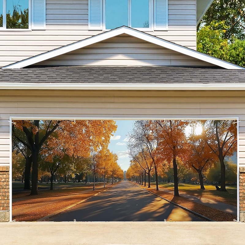 Tapestry Garage Door Cover Large Hanging Backdrop Leaf Vine Colorful Art Party Outdoor Shooting Backgrounds Front Door Home Decor4