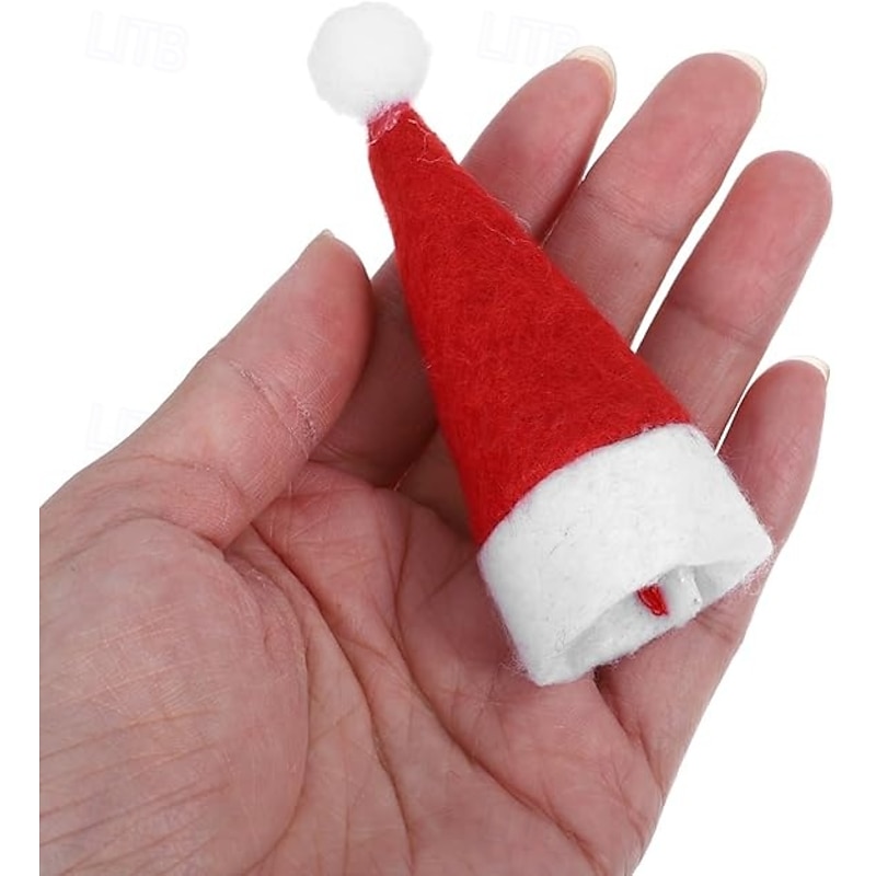 50pcs Mini DIY Christmas Lollipop Hat Christmas Cap Lollipop Top Wraps Toppers Wine Bottle Cap For Lollipop Candy Cover Decorations Craft4