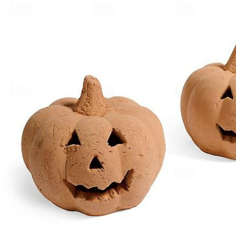 1pc Halloween Ceramic Fireproof Fire Pit Pumpkin, Burning Jack-O'-Lantern Head Figurine for Fireplace or Fire Bowl, Scary Halloween Party Prop and Spooky Indoor Outdoor Decor4