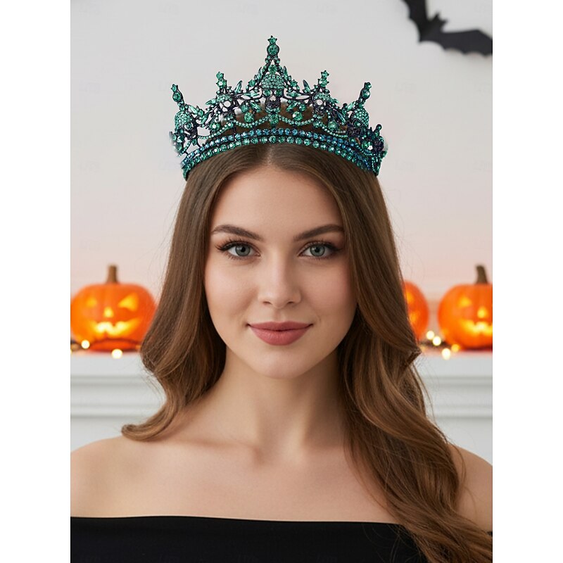 Women's Halloween Spider Web Crown with Red Rhinestones, Gothic Tiara Headpiece for Costume Party and Cosplay2