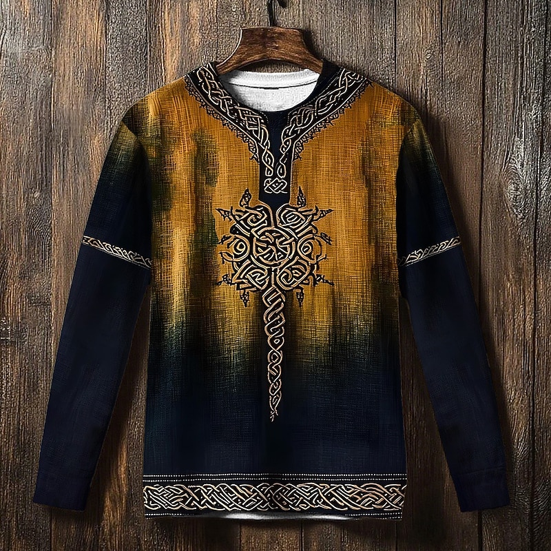 Men's Sweatshirt Brown Green Crew Neck Tree Of Life Yggdrasil Celtic Knot Print Casual Daily Holiday Vintage Viking Fall Winter Clothing Apparel Hoodies Sweatshirts2