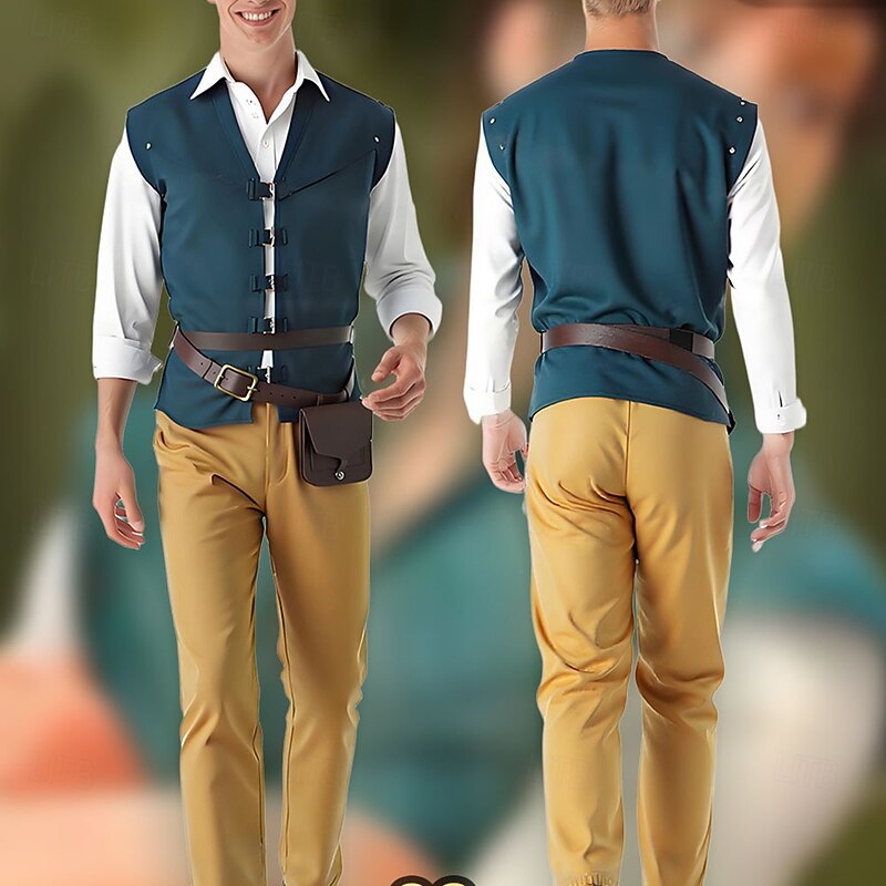 Rapunzel Tangled Prince Flynn Rider Costume Fancy Dress Cosplay Movie Cosplay for Men's Adults Halloween Carnival Performance Comic Con Anime Expo
