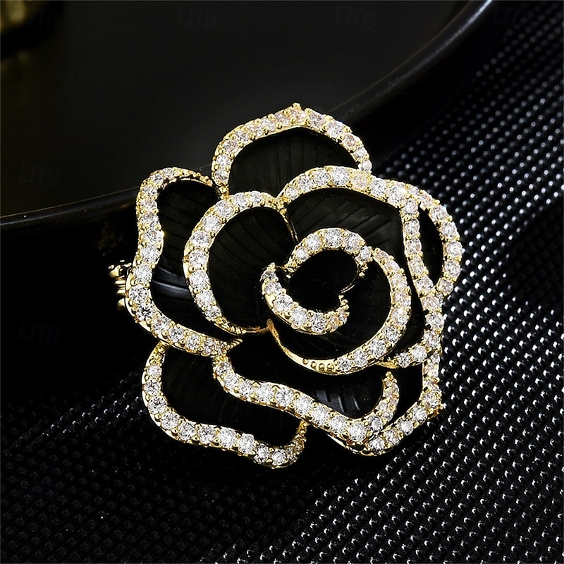Brooches Classic Retro Floral Fashion Brooch Jewelry Black For Wedding Party Gift Engagement Prom Festival