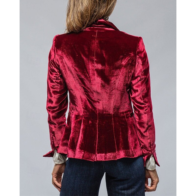 Women's Blazer Comfortable Pocket Buttons Elegant Fashion Outdoor Plain Going out Casual Daily Weekend Single Breasted Regular Lapel Regular Fit Long Sleeve Outerwear Black Burgundy Green Spring Fall4