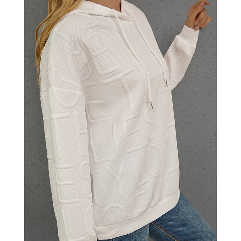 Women's Pullover Hoodie Sweatshirt Plain Casual Long Sleeve Hooded Regular Tops Holiday Going out Patchwork Black White Pink Dark Gray Gray Fall Winter3