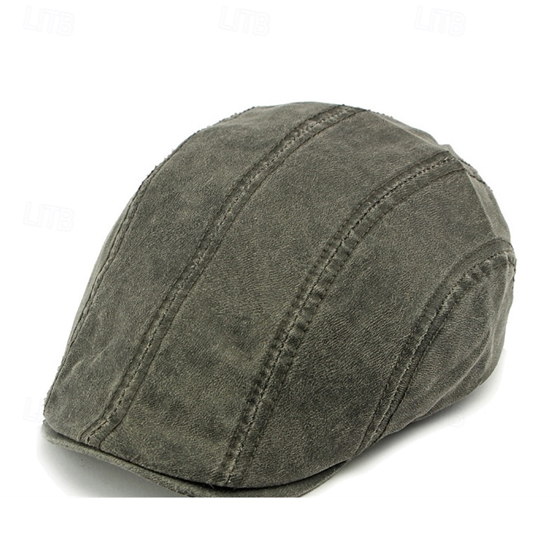 Men's Flat Cap Ascot Hat Newsboy Hat Black Wine Cotton Fashion Casual Street Daily Plain Adjustable Sunscreen Breathable4