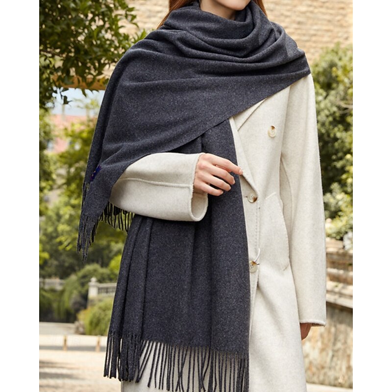 Women's Rectangle Scarf Infinity Scarf Street Daily Holiday Grey Camel Pink Scarf Pure Color