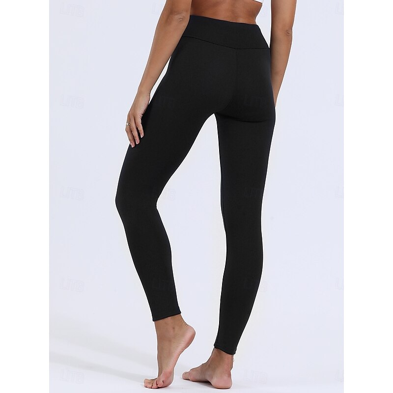 Women's Fleece Pants Leggings Fashion Streetwear Basic Full Length High Waist Plain High Cut Comfy Soft Comfortable High Elasticity Home Daily Navy Black Gray Fall Winter Regular Fit3