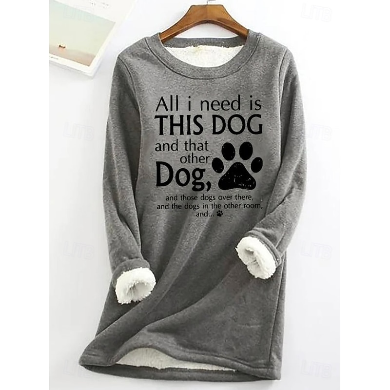 Women's Pullover Sweatshirt Graphic Letter Warm Casual Fuzzy Long Sleeve Crew Neck Round Neck Long Tops Street Casual Black Pink Red Gray Light Blue Spring Fall Winter