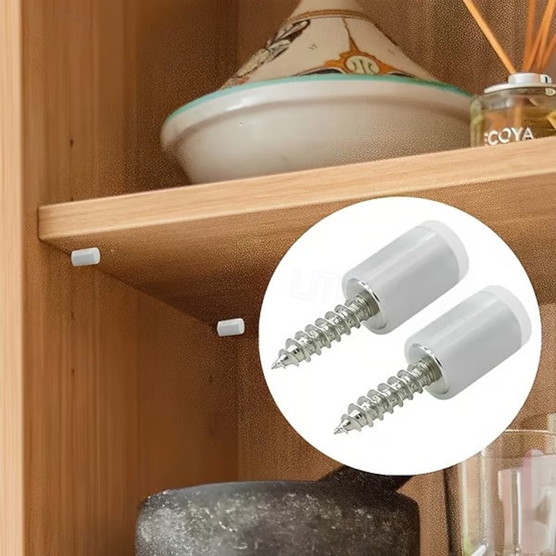 60 Pcs Self-tapping Screws Cabinet Laminate Support, Shelf Pins with Non-Slip Sleeve, Cabinet Shelf Pegs for Kitchen Utensils, Bookcases and Wardrobes, Fixed Support Self - Tapping Cross Screw3