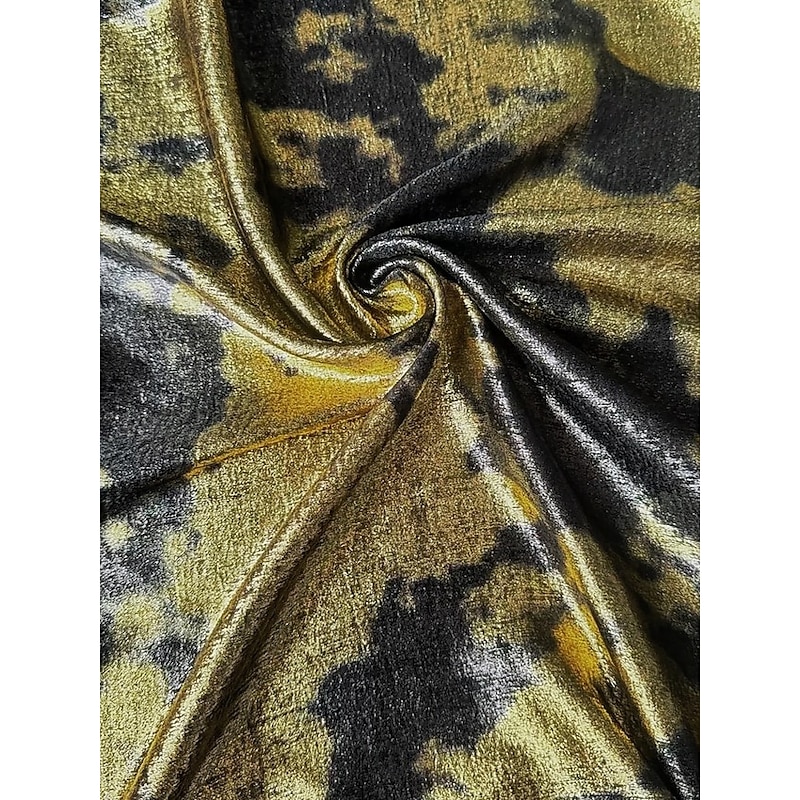 Black Gold A-Line Evening Gown Elegant Formal Dress Formal Wedding Floor Length Half Sleeve V Neck Pocket Nylon with Floral Print 20253