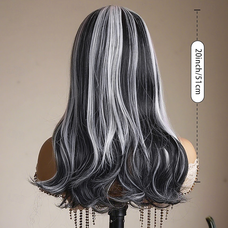 Synthetic Wig Body Wave Wavy Middle Part Layered Haircut Wig 20 inch Black / Gold Synthetic Hair 20 inch Women's Soft Comfy Multi-color4