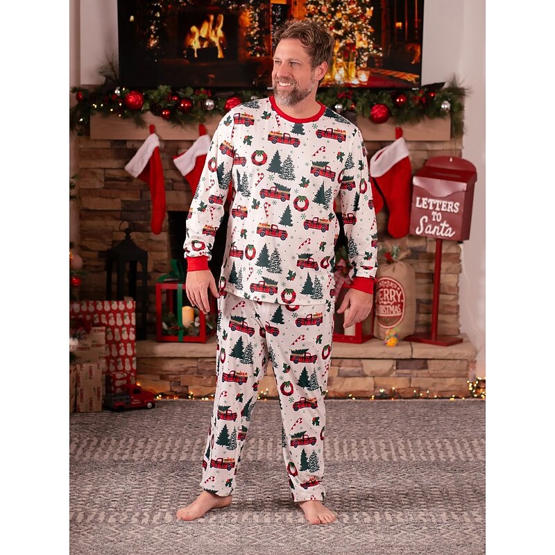 Christmas Trees Family Christmas Pajamas Nightwear Men's Women's Boys' Girls' Family Matching Outfits Sweet Graphic Pattern Adults Kid's Christmas New Year Christmas Eve Home Wear Top Pants2