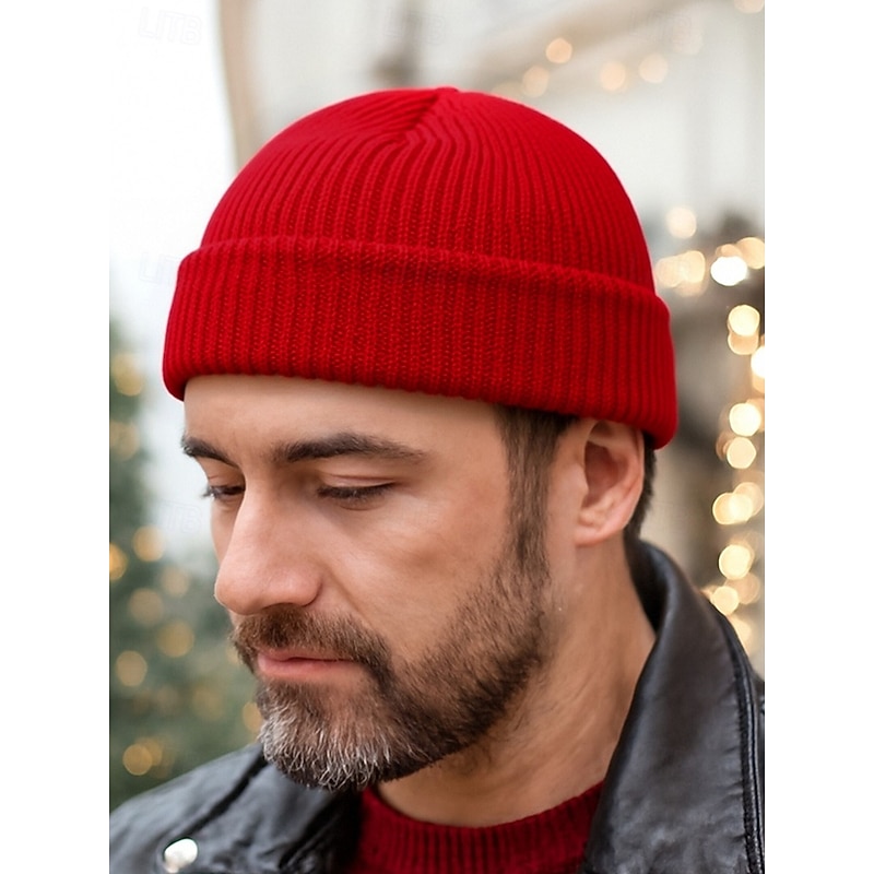 Men's Knitted Beanie Hat - Soft & Comfortable, Ribbed Design, Ideal for Winter & Christmas Gifts3