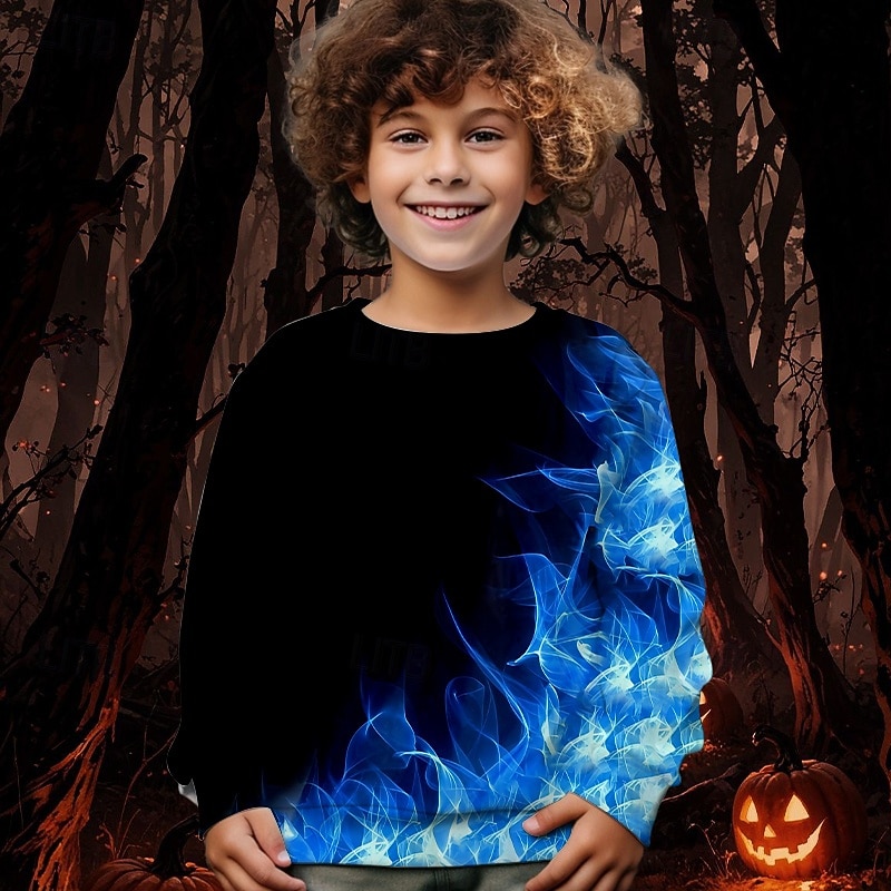Halloween Boys' 3D Graphic Sweatshirt Long Sleeve Spring Fall Fashion Basic Kids 4-12 Years Crew Neck Outdoor Casual Daily Regular Fit