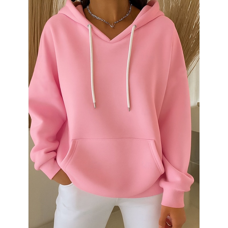 Women's Pullover Hoodie Sweatshirt Plain Casual Long Sleeve Hooded Regular Tops Party Evening Wear Street Dailywear White Pink Blue Purple Green Spring Fall Winter