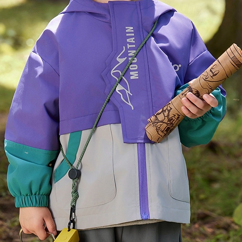 Kids Girls' Hiking Jacket Outdoor Jacket Coat Color Block Fashion Zipper Pocket School Coat Outerwear 4 years+ Spring Apple Green Pinky4